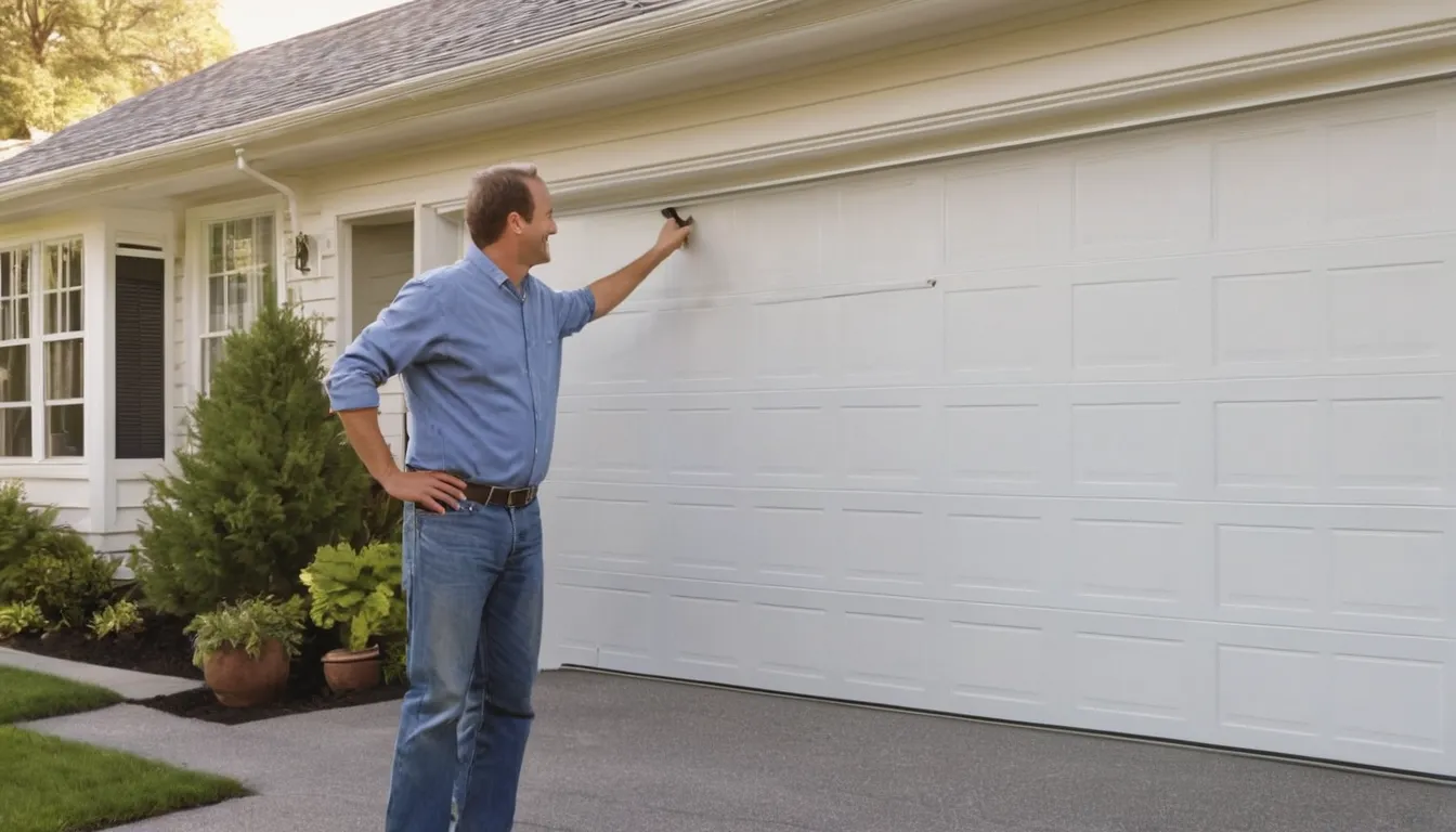 A local provider and a homeowner checking a newly installed garage door at a home in the Baltimore area
