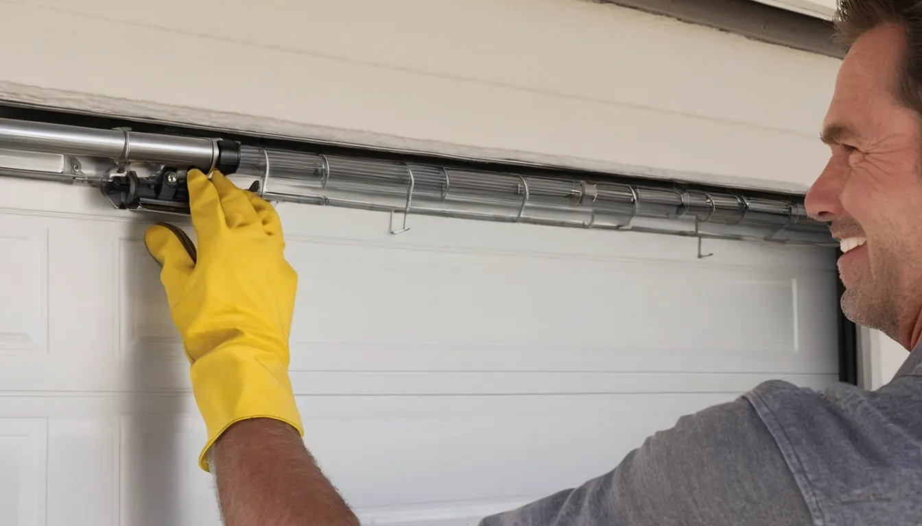 A provider inspecting garage door springs for a homeowner in the Baltimore area